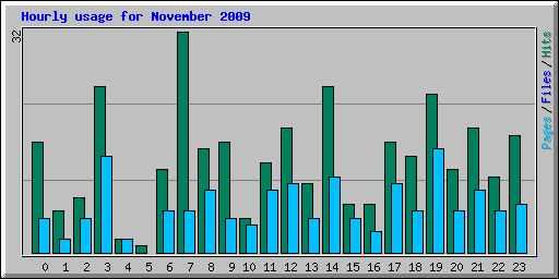 Hourly usage for November 2009